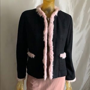 WDNY Black Teed jacket with Fur trim